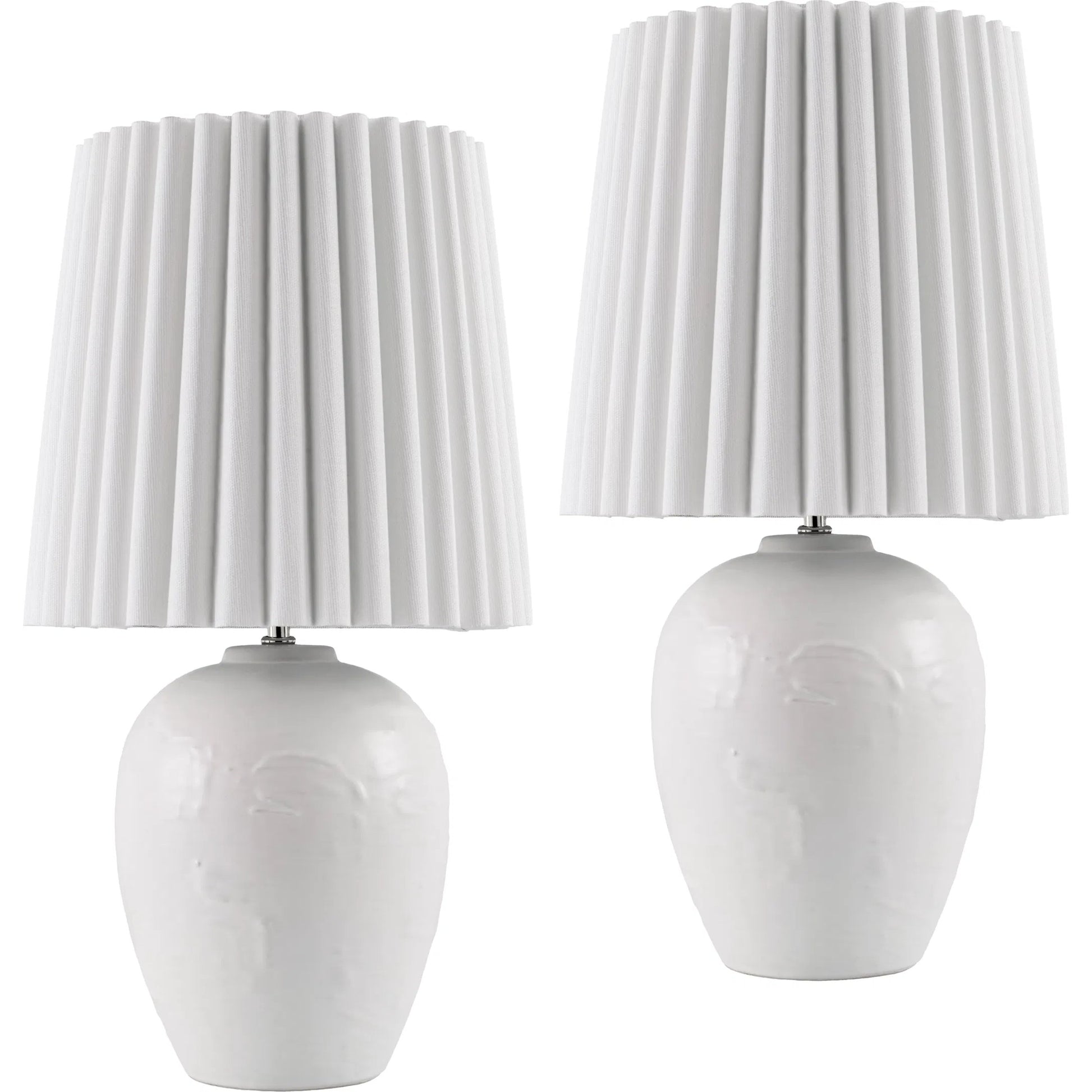 Mako Accent Table Lamp (Set of 2) by Livabliss in painted. Made from ceramic, linen, polyester in a modern style.