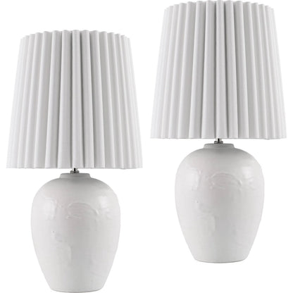 Mako Accent Table Lamp (Set of 2) by Livabliss in painted. Made from ceramic, linen, polyester in a modern style.