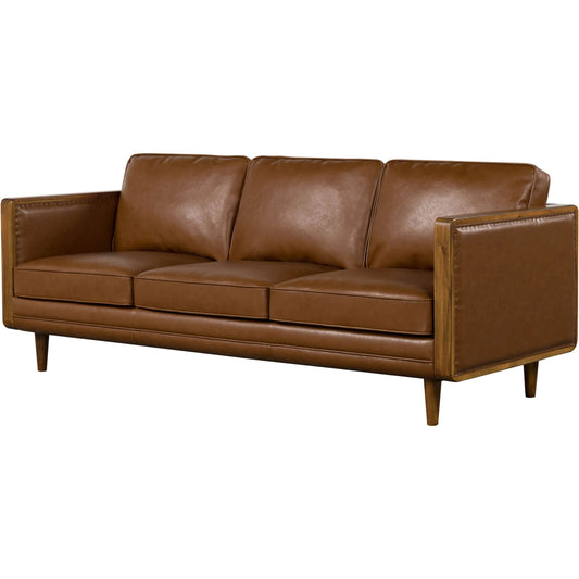 Las Vegas Mandalay Sofa by LH Imports in vegan nut and brown. Made from timber, pine, vegan leather, hd pu foam, polyester fiber, down, plywood, rubberwood in a unique style.