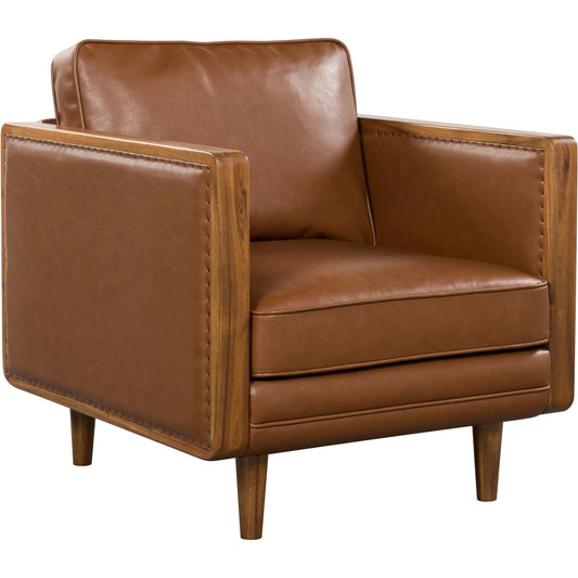 Las Vegas Mandalay Club Chair by LH Imports in vegan nut and brown. Made from timber, pine, vegan leather, hd pu foam, polyester fiber, down, plywood, rubberwood in a unique style.