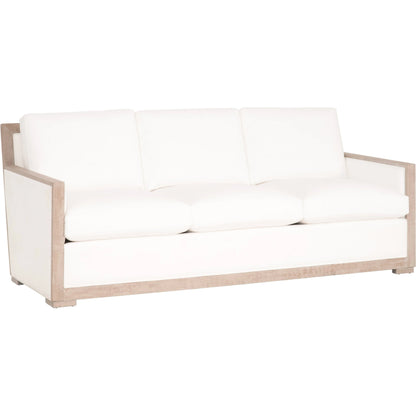 Manhattan Sofa by Essentials For Living in livesmart peyton-pearl, natural gray oak. Made from solid oak wood, mdf, plywood, 98% polyester, 2% nylon fabric, foam, feather in a coastal style.