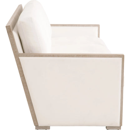 Manhattan Sofa by Essentials For Living in livesmart peyton-pearl, natural gray oak. Made from solid oak wood, mdf, plywood, 98% polyester, 2% nylon fabric, foam, feather in a coastal style.
