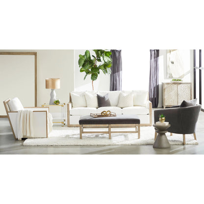 Manhattan Sofa by Essentials For Living in livesmart peyton-pearl, natural gray oak. Made from solid oak wood, mdf, plywood, 98% polyester, 2% nylon fabric, foam, feather in a coastal style.