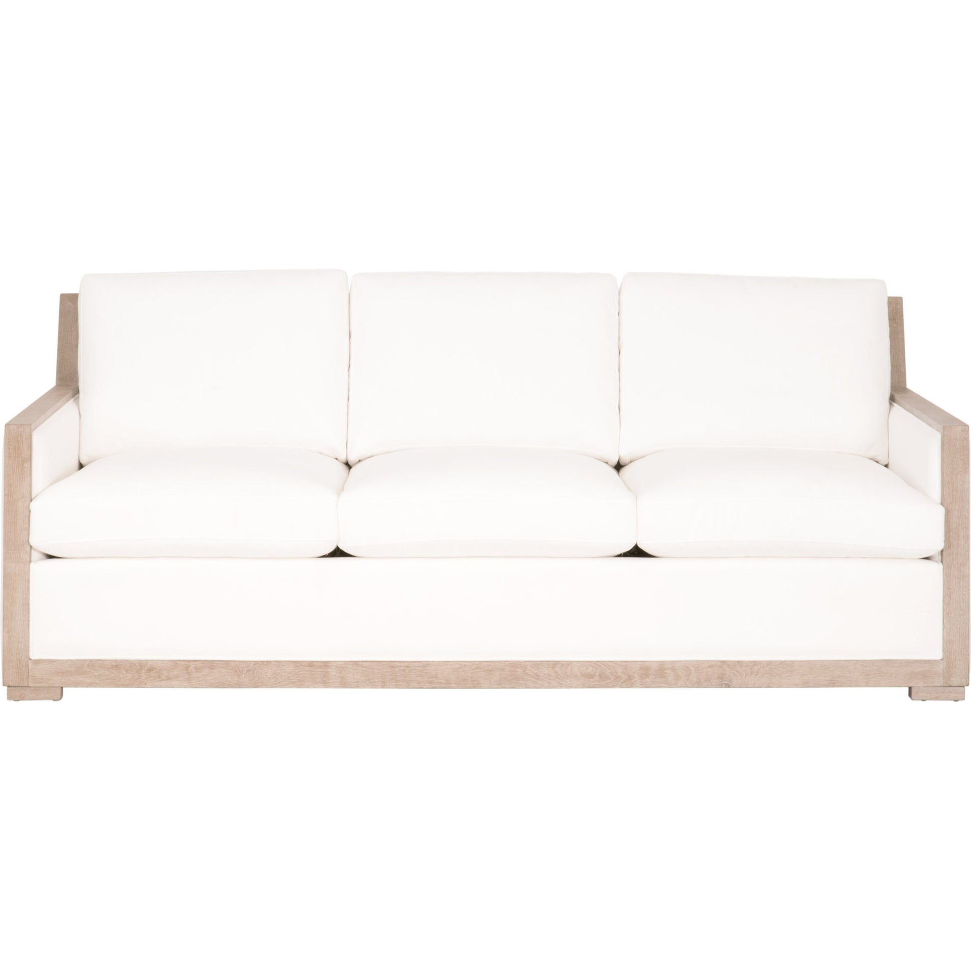 Manhattan Sofa by Essentials For Living in livesmart peyton-pearl, natural gray oak. Made from solid oak wood, mdf, plywood, 98% polyester, 2% nylon fabric, foam, feather in a coastal style.