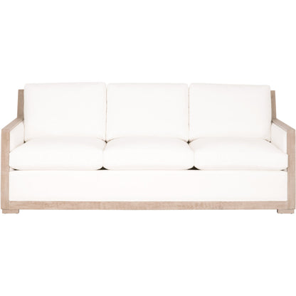 Manhattan Sofa by Essentials For Living in livesmart peyton-pearl, natural gray oak. Made from solid oak wood, mdf, plywood, 98% polyester, 2% nylon fabric, foam, feather in a coastal style.