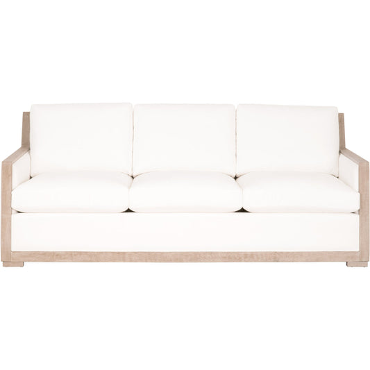 Manhattan Sofa by Essentials For Living in livesmart peyton-pearl, natural gray oak. Made from solid oak wood, mdf, plywood, 98% polyester, 2% nylon fabric, foam, feather in a coastal style.