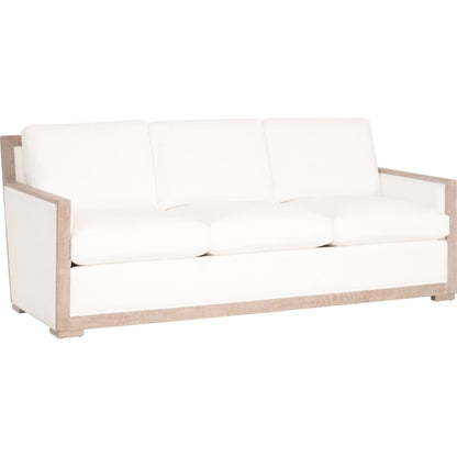 Manhattan Sofa by Essentials For Living in livesmart peyton-pearl, natural gray oak. Made from solid oak wood, mdf, plywood, 98% polyester, 2% nylon fabric, foam, feather in a coastal style.