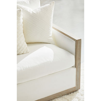 Manhattan Sofa by Essentials For Living in livesmart peyton-pearl, natural gray oak. Made from solid oak wood, mdf, plywood, 98% polyester, 2% nylon fabric, foam, feather in a coastal style.