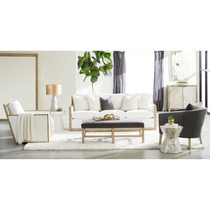 Manhattan Sofa by Essentials For Living in livesmart peyton-pearl, natural gray oak. Made from solid oak wood, mdf, plywood, 98% polyester, 2% nylon fabric, foam, feather in a coastal style.