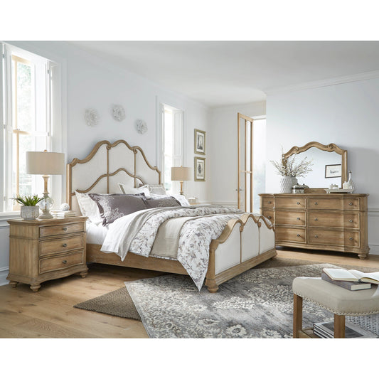 Weston Hills Bed by Pulaski Furniture in flax seed. Made from hardwood solids, hickory veneers in a traditional style.
