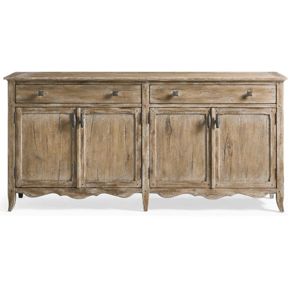 Caldera Sideboard by Jonathan Charles in light spain painted walnut. Made from main acacia veneer in a unique style.