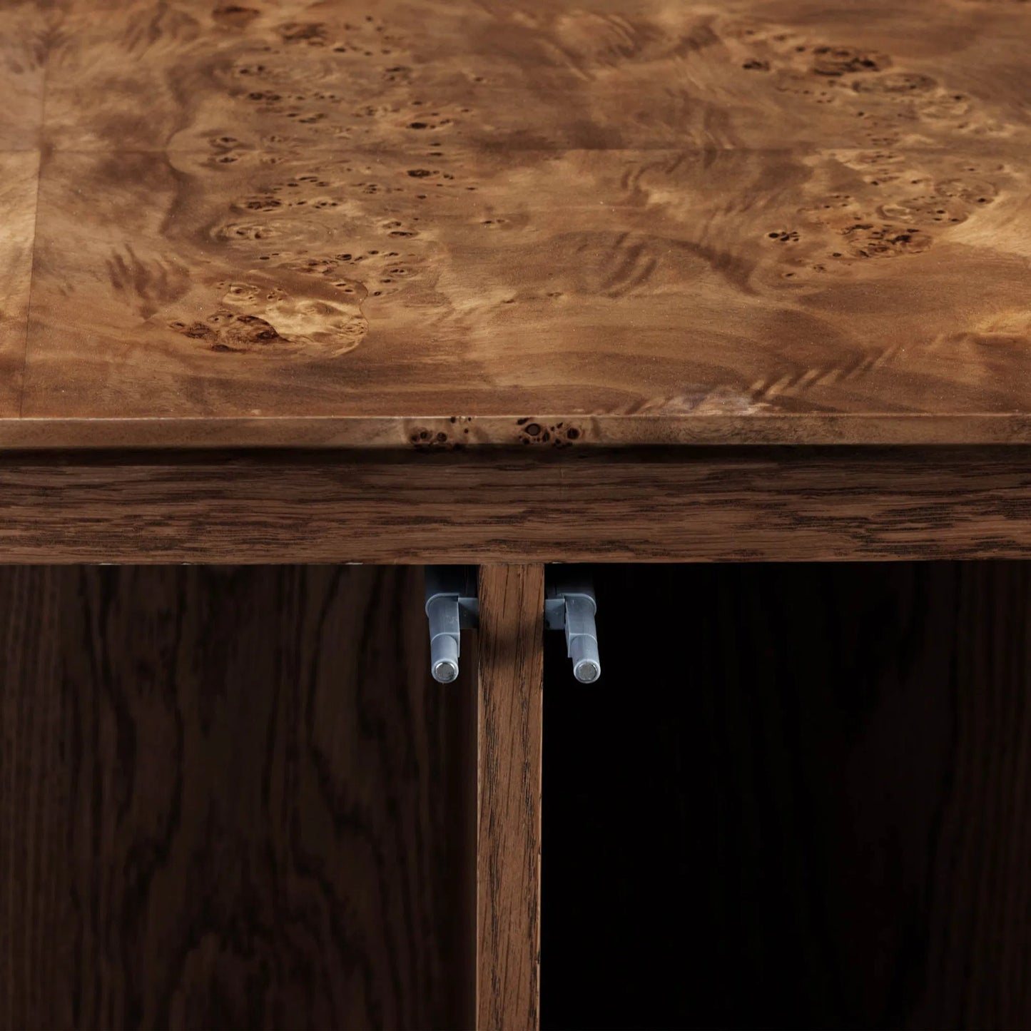 008 SI-2452880 | Closeup | Mappa 3-Door Sideboard by LH Imports. Made from mdf oak veneer, burl mappa veneer in a modern style.