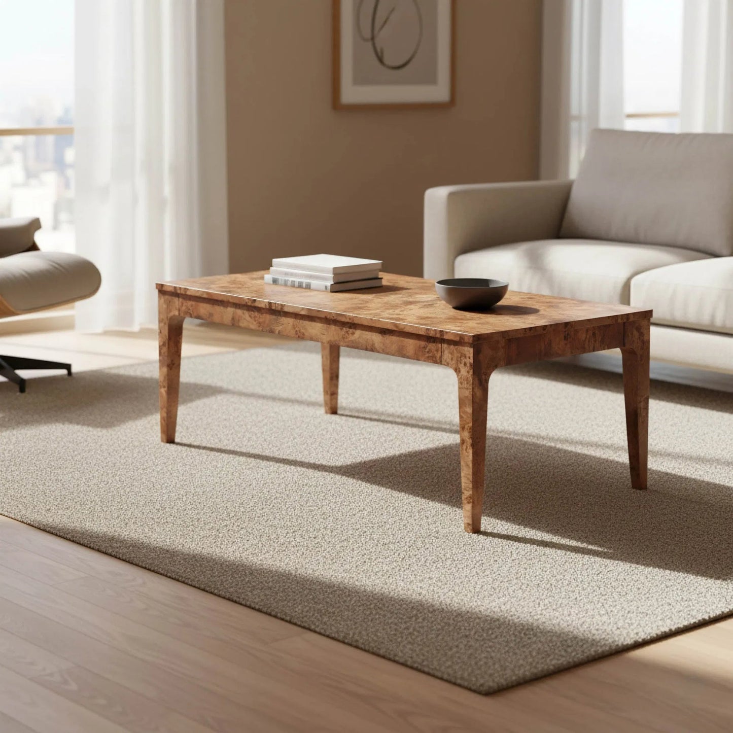 009 SI-2452883 | Lifestyle | Mappa Coffee Table by LH Imports. Made from mappa burl veneer, mdf in a modern style.