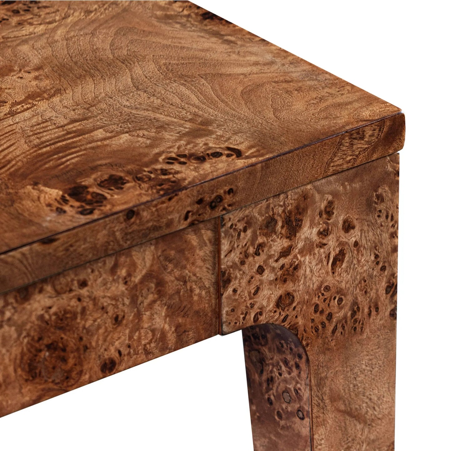 006 SI-2452884 | Closeup | Mappa Side Table by LH Imports. Made from mappa burl veneer, mdf in a transitional style.