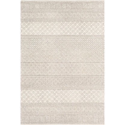 Lustro Rug by Livabliss in ivory, gray, medium gray, dark brown. Made from unique in a mode