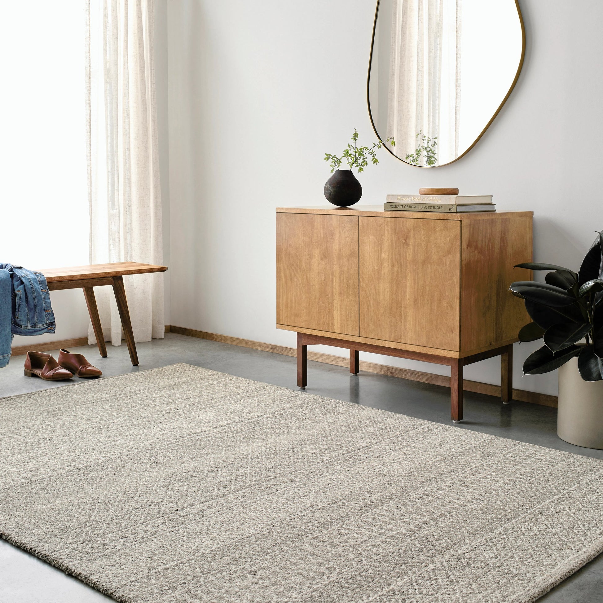 Maroc Area Rug by Livabliss in cream, taupe. Made from main: 100% wool in a unique style.