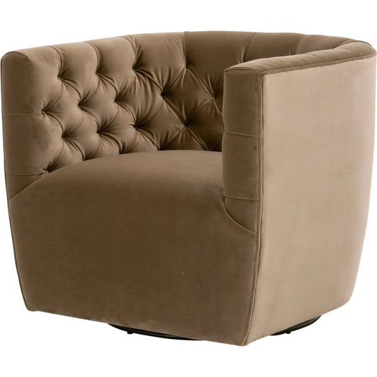 Marcel Swivel Club Chair by Essentials For Living in caramel velvet. Made from unique in a unique style.