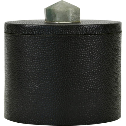 Marlene Round Faux Leather Container by Worlds Away in black. Made from unique in a traditional style.