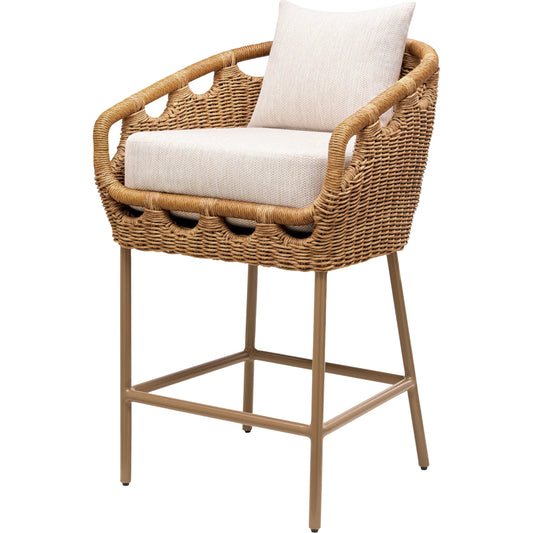 Marvella Bar Stool by Surya in dark brown. Made from sunbrella, acrylic, aluminum, quick dry foam in a rustic style.