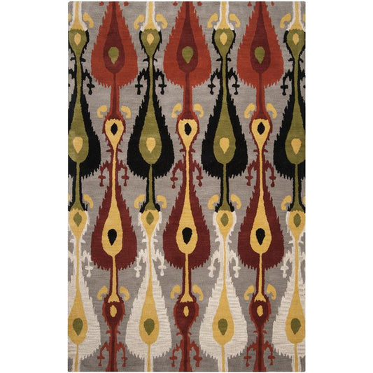 MAT-5405 Rug by Surya in charcoal, mustard, black, beige, rust. Made from 100% wool in a unique style.