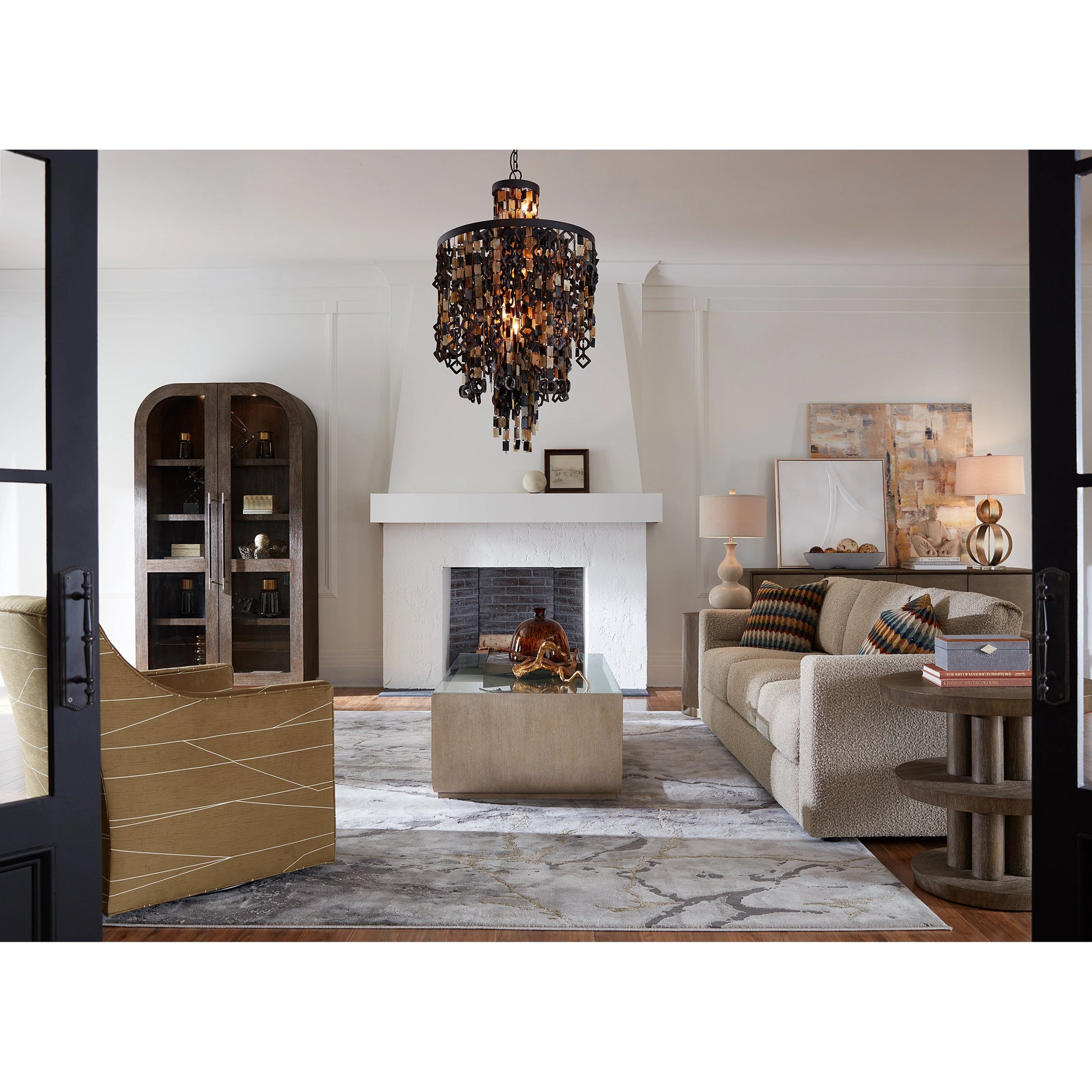 Modern Mood Display Cabinet by Hooker Furniture. Made from oak veneers, metal, glass in a modern style.