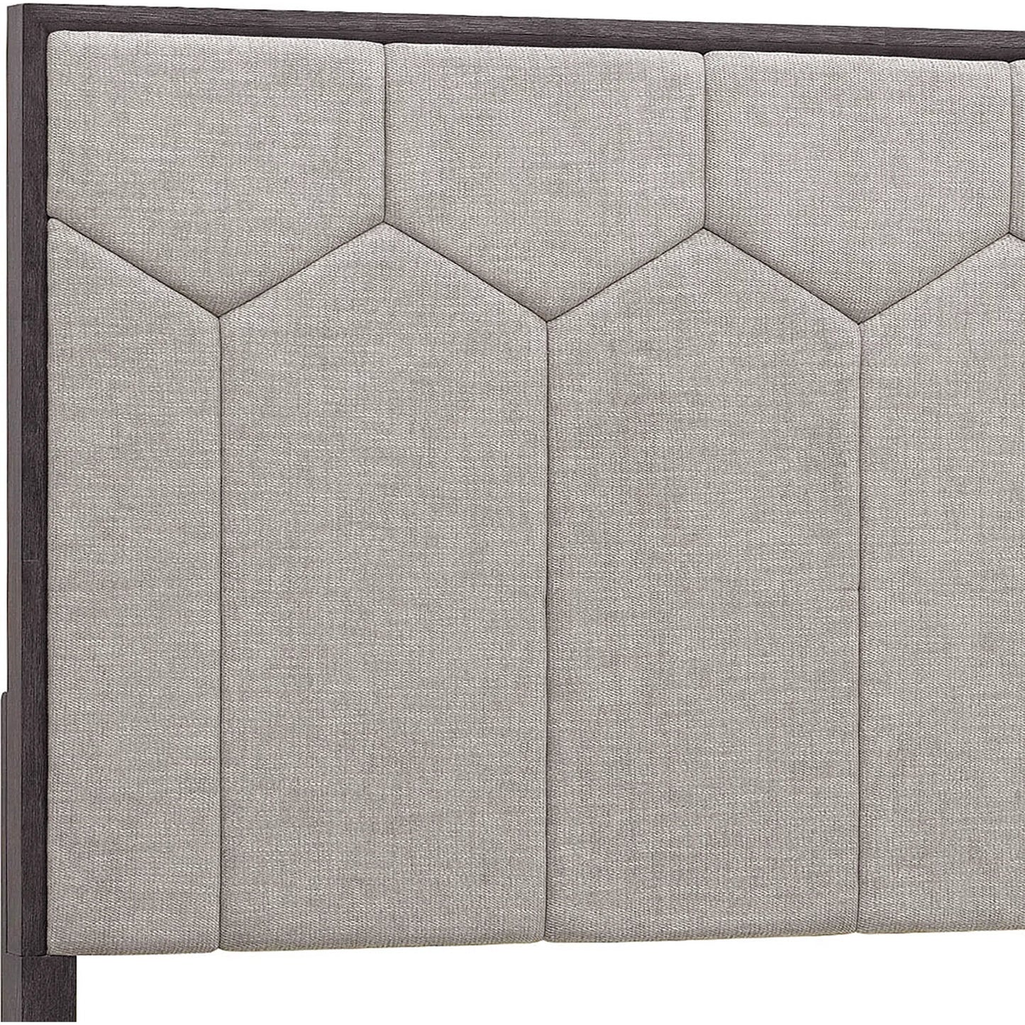 004 SI-2238769,SI-2238770,SI-2238771 | Closeup | Quincy Upholstered Bed by Pulaski Furniture in molasses. Made from ash wood veneers in a unique style.