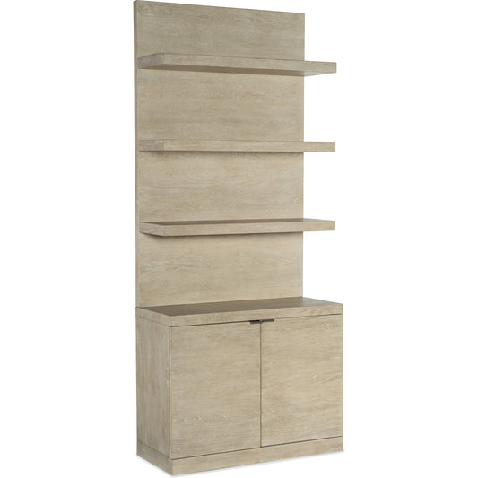 Cascade Bookcase Base and Hutch by Hooker Furniture in terrain. Made from oak veneers in a modern style.