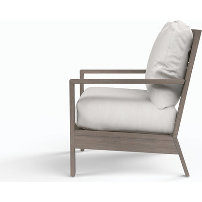 Laguna Outdoor Club Chair by Sunset West in browns. Made from aluminum in a modern style.