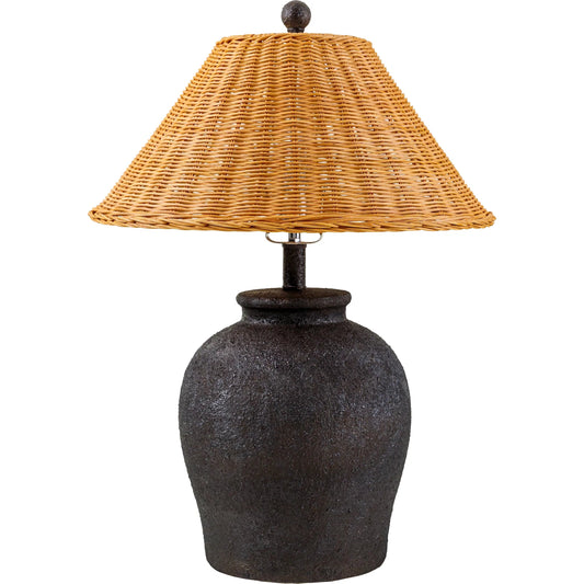 Mabon Accent Table Lamp by Livabliss in black and painted. Made from ceramic, rattan, metal, plastic in a unique style.