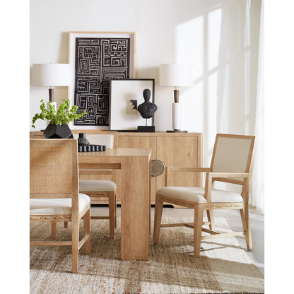 Retreat Rectangle Dining Table by Hooker Furniture in dune. Made from oak veneers, solid-wood edged top in a cottage & farmhouse style.