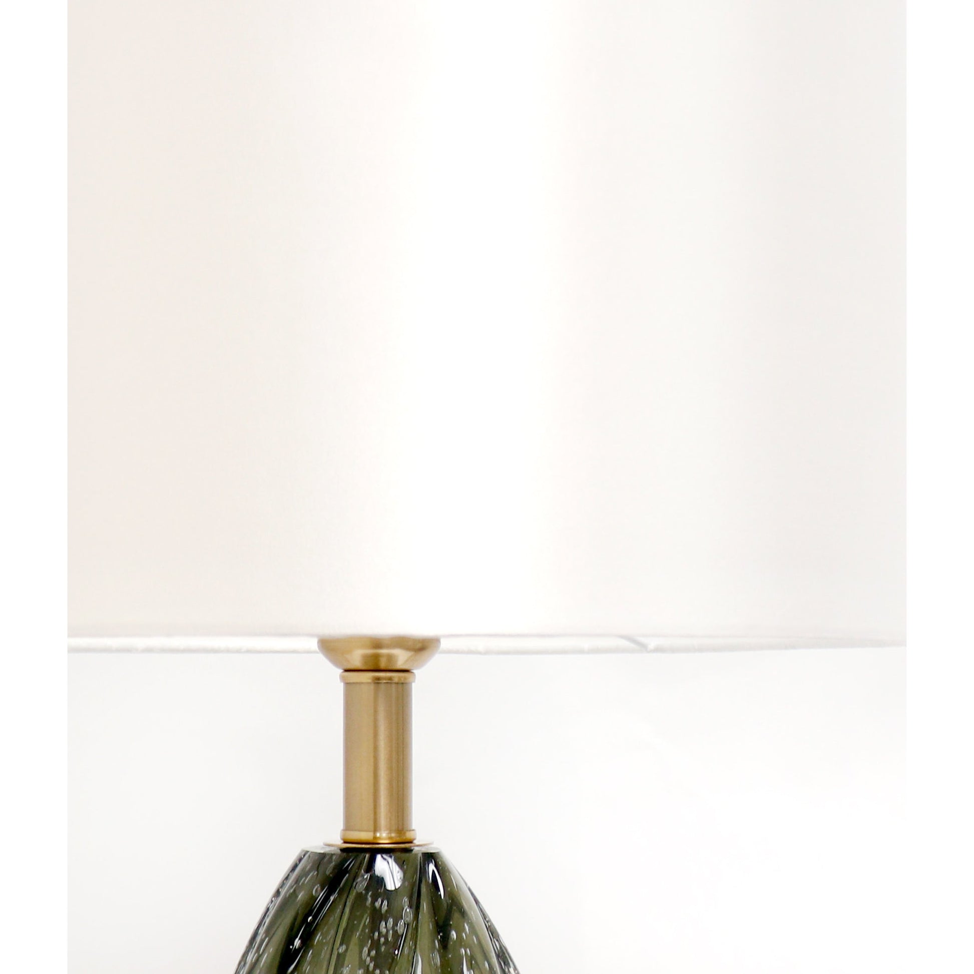 Felicia Table Lamp by Pasargad Home in gold and green. Made from glass, steel in a coastal style.