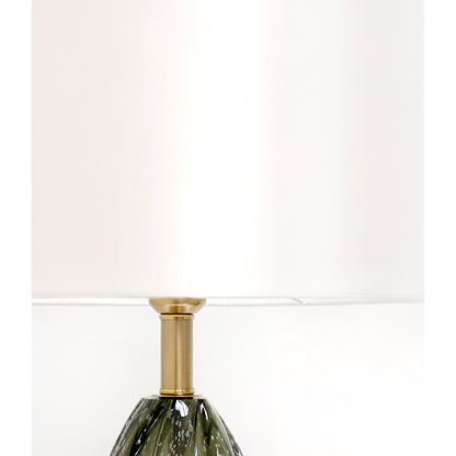 Felicia Table Lamp by Pasargad Home in gold and green. Made from glass, steel in a coastal style.