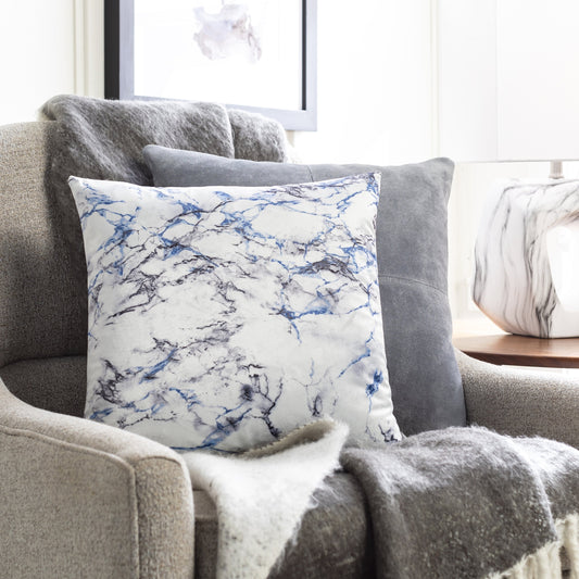 Macall Pillow - 19917 by Surya in charcoal, light gray, bright blue. Made from 100% polyester in a eclectic & global style.