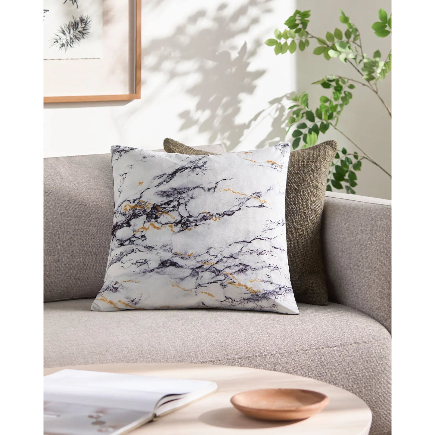 104 SI-1857917,SI-1857918 | Lifestyle | Macall Pillow - 12248 by Surya in light sage, gray, camel. Made from 100% polyester in a modern style.