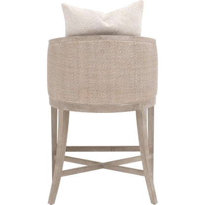 McGuire Counter Stool by Essentials For Living in livesmart gellar, linen, natural gray oak, cane. Made from rattan, solid oak wood, plywood in a transitional style.