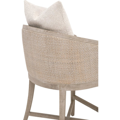 McGuire Counter Stool by Essentials For Living in livesmart gellar, linen, natural gray oak, cane. Made from rattan, solid oak wood, plywood in a transitional style.