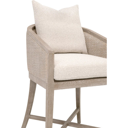 McGuire Counter Stool by Essentials For Living in livesmart gellar, linen, natural gray oak, cane. Made from rattan, solid oak wood, plywood in a transitional style.