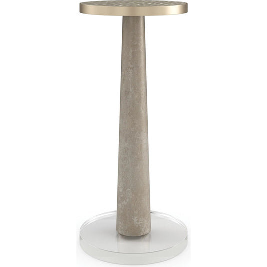 Beyond Drink Table by Caracole in gold, acrylic and winter frost, brushed gold. Made from poplar, glass in a unique style.