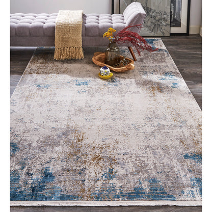 Cadiz Rug - 3889F by Feizy in ivory, blue, gold. Made from viscose, acrylic in a unique style.