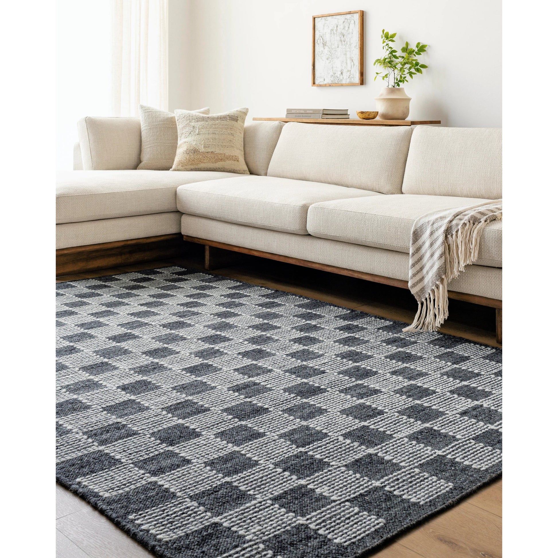 Marcela MCL-2300 Rug by Livabliss in charcoal, cream. Made from face: 100% wool, warp: 100% cotton in a unique style.
