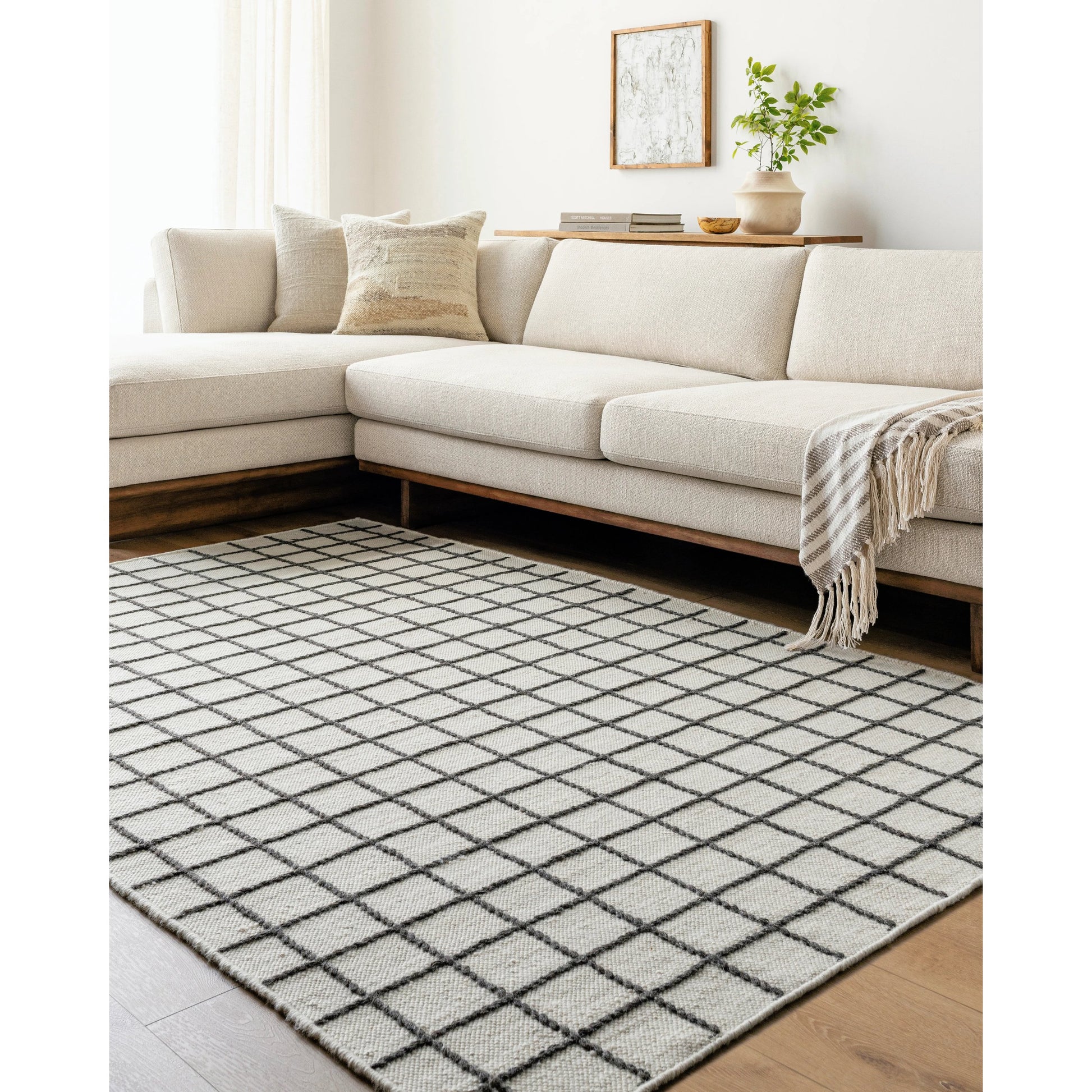 Marcela MCL-2302 Rug by Livabliss in ivory, charcoal. Made from face: 100% wool, warp: 100% cotton in a unique style.