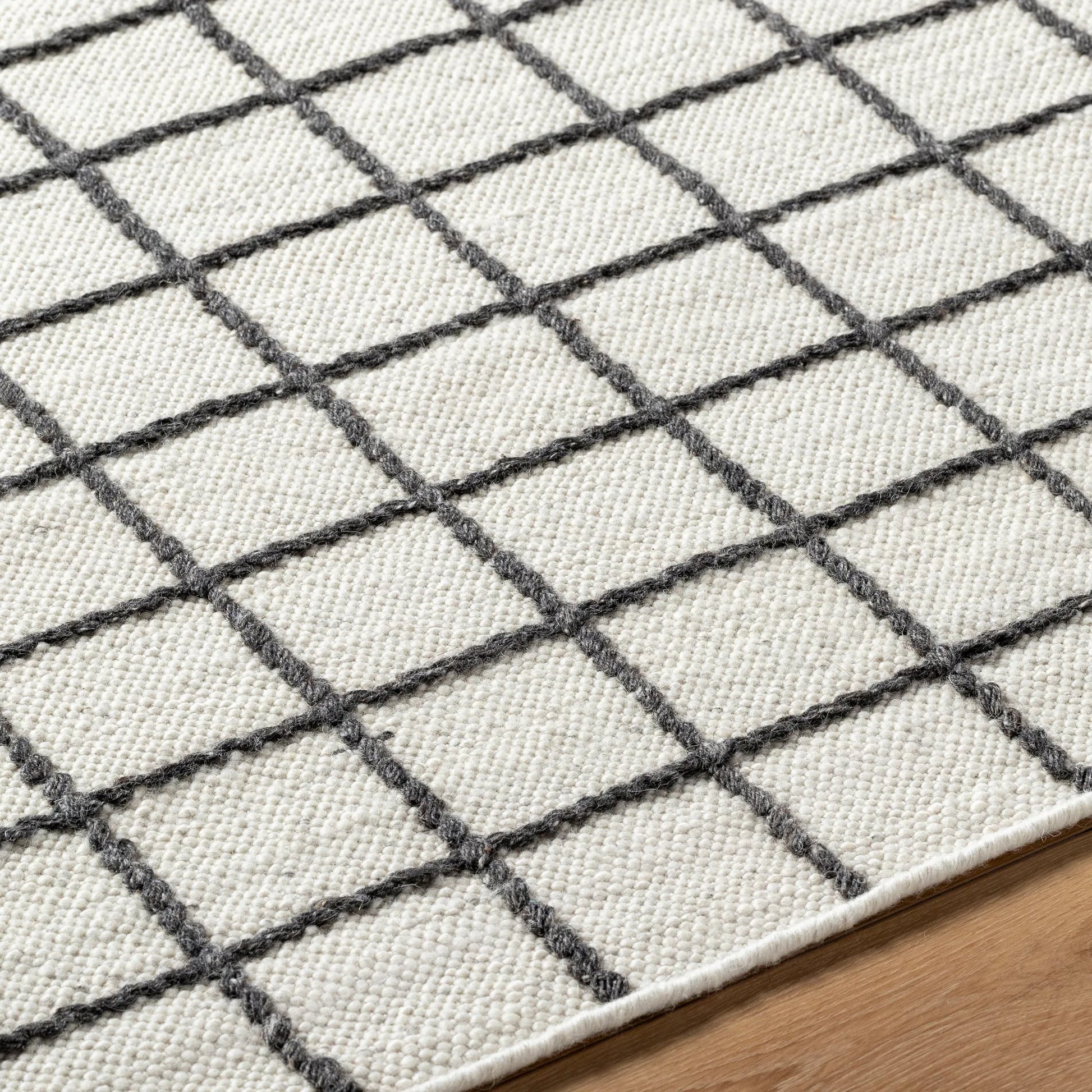 Marcela MCL-2302 Rug by Livabliss in ivory, charcoal. Made from face: 100% wool, warp: 100% cotton in a unique style.