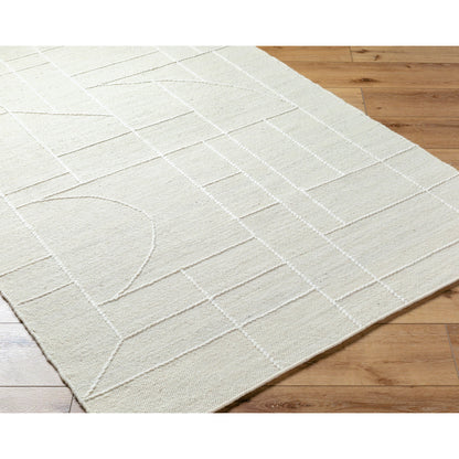 Marcela MCL-2306 Rug by Livabliss in ivory, pearl, soft gray. Made from face: 100% wool, warp: 100% cotton in a unique style.