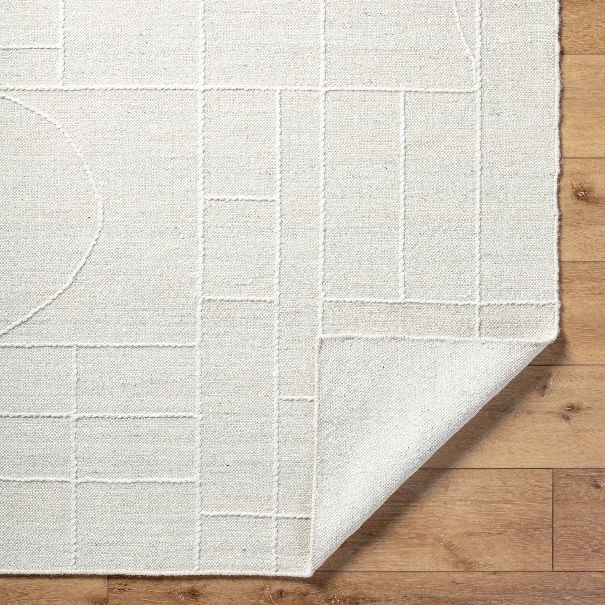 Marcela MCL-2306 Rug by Livabliss in ivory, pearl, soft gray. Made from face: 100% wool, warp: 100% cotton in a unique style.