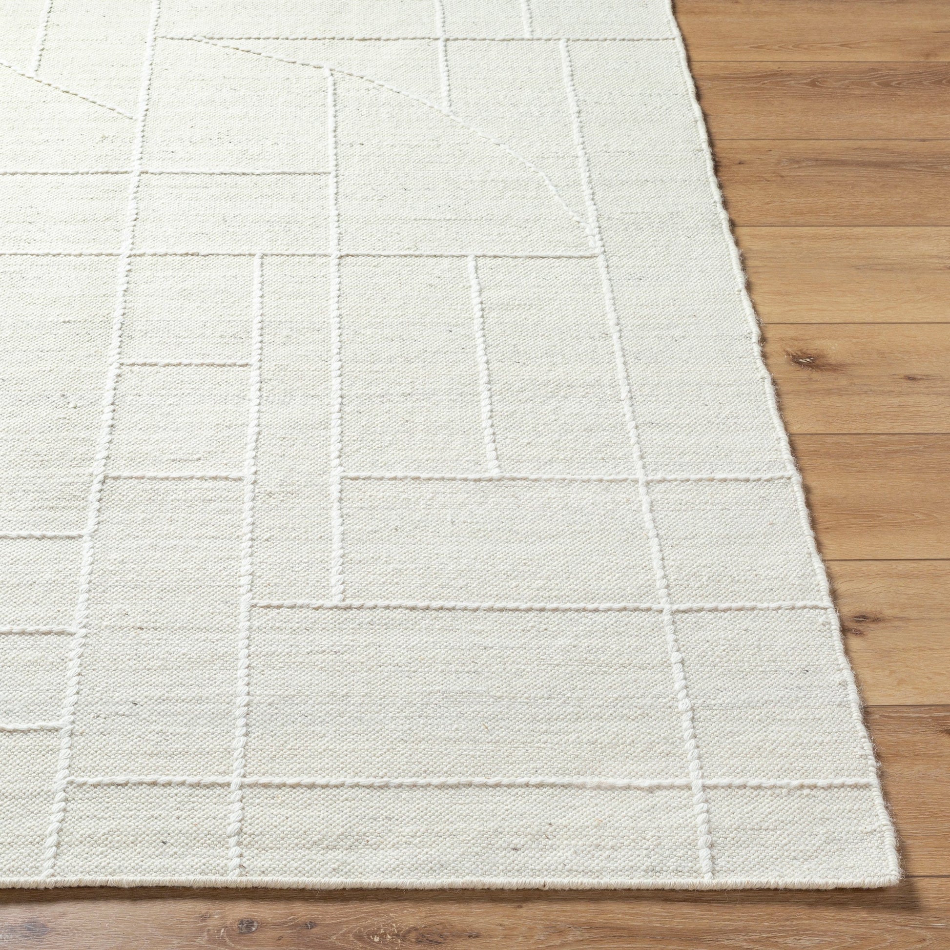 Marcela MCL-2306 Rug by Livabliss in ivory, pearl, soft gray. Made from face: 100% wool, warp: 100% cotton in a unique style.
