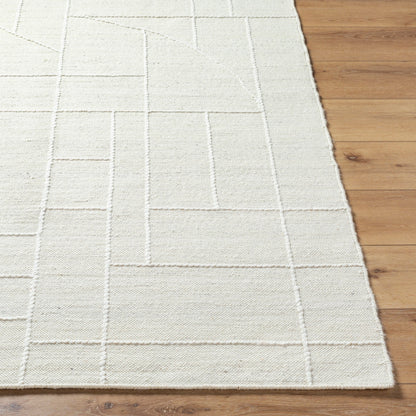 Marcela MCL-2306 Rug by Livabliss in ivory, pearl, soft gray. Made from face: 100% wool, warp: 100% cotton in a unique style.