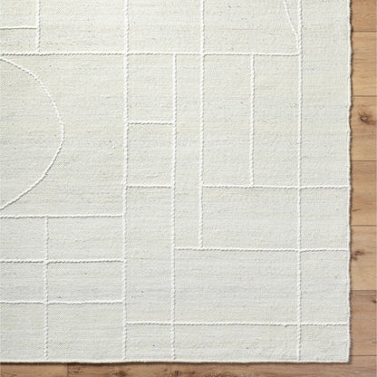 Marcela MCL-2306 Rug by Livabliss in ivory, pearl, soft gray. Made from face: 100% wool, warp: 100% cotton in a unique style.