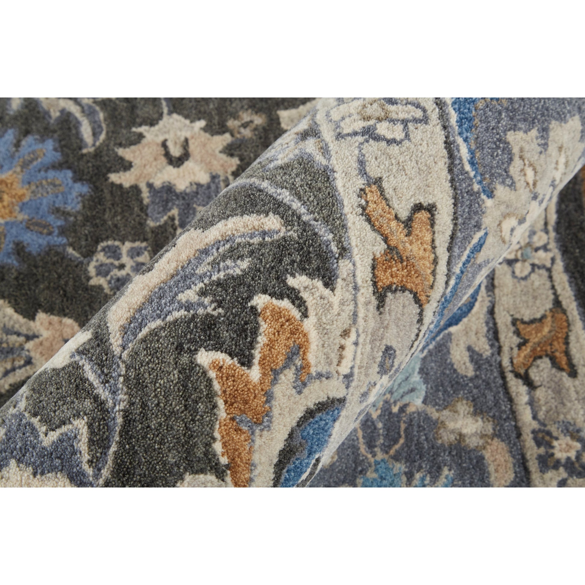Rylan Transitional Oriental Rug - 8643F by Feizy in taupe, blue, ivory. Made from wool in a unique style.