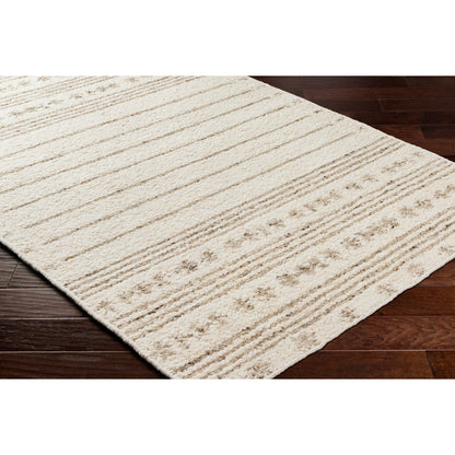 Machu Picchu MCU-1001 Rug by Surya in cream, ivory, dark brown, charcoal, brown, black. Made from 90% wool, 10% polyester in a unique style.