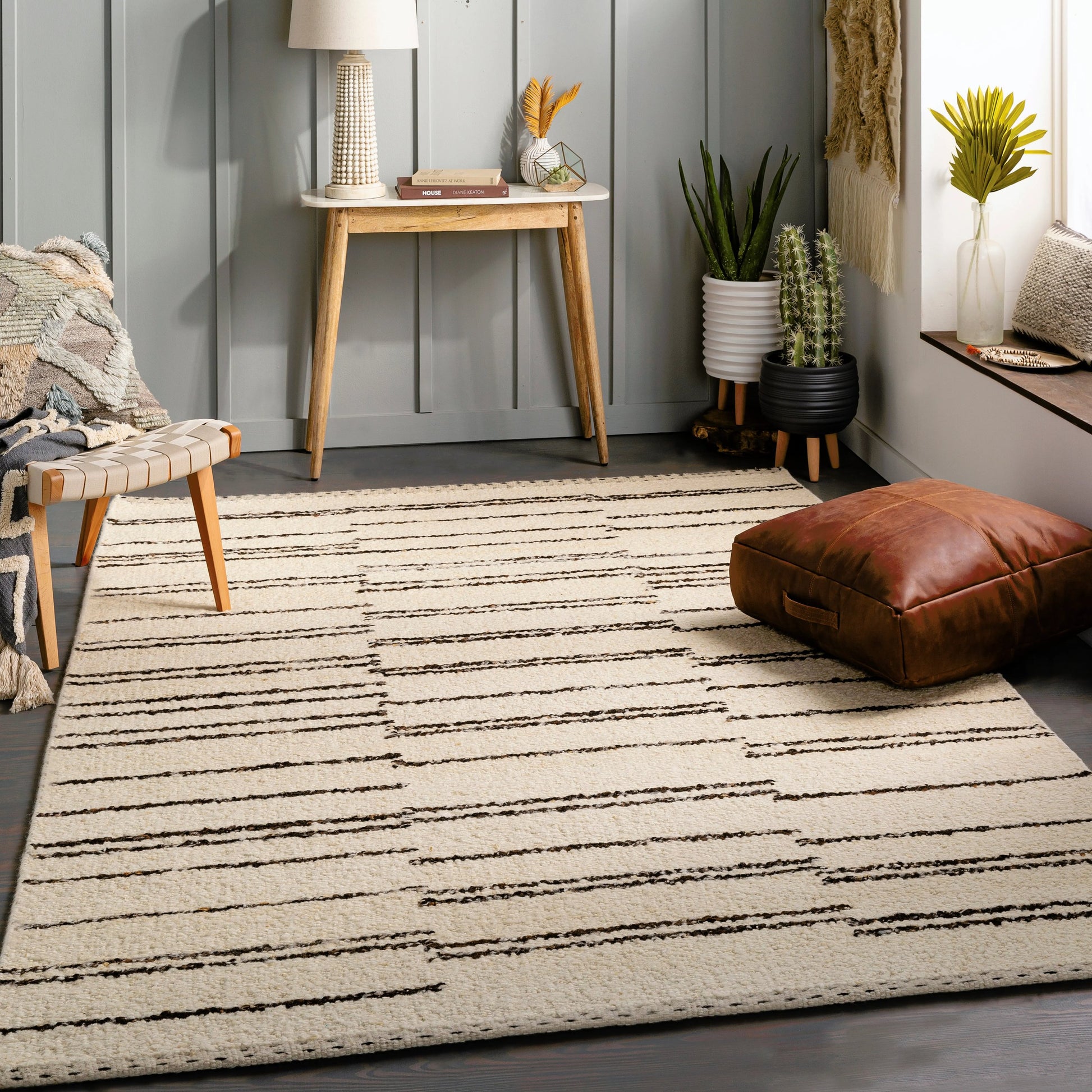 Machu Picchu Rug - 27066 by Surya in cream, dark brown, black. Made from 90% wool, 10% polyester in a unique style.